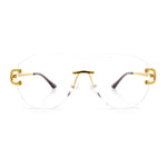 Oversize Luxury Hip Hop Gangster Swagger Rimless Racer Shield Eyeglasses