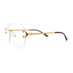 Oversize Luxury Hip Hop Gangster Swagger Rimless Racer Shield Eyeglasses