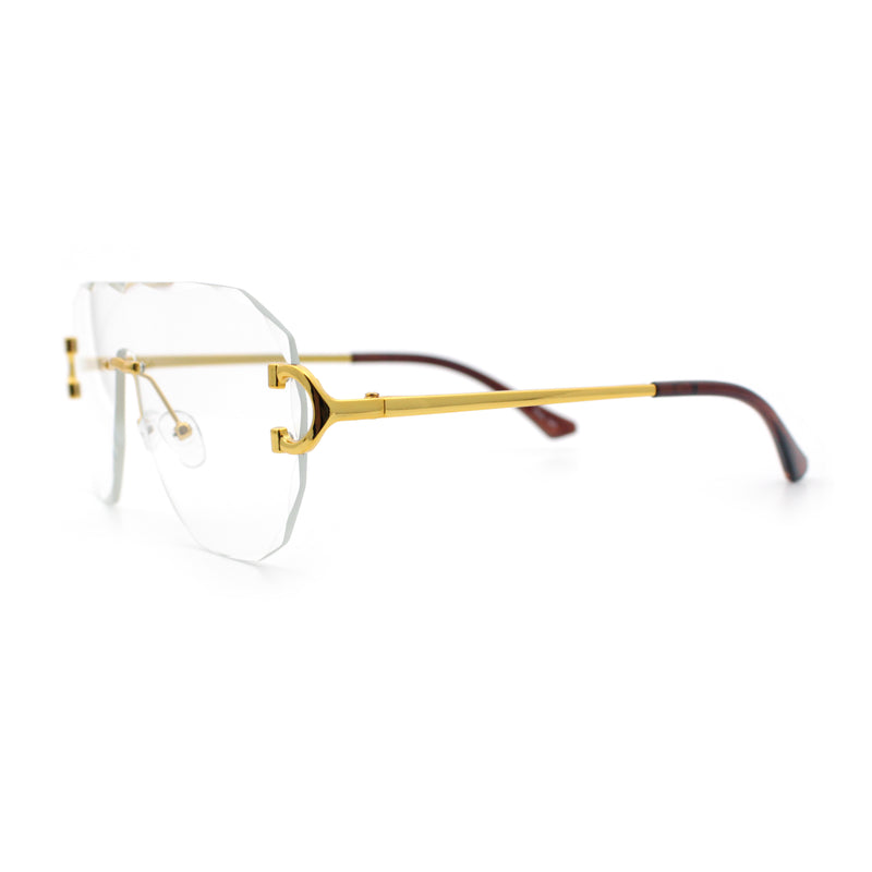 Oversize Luxury Hip Hop Gangster Swagger Rimless Racer Shield Eyeglasses