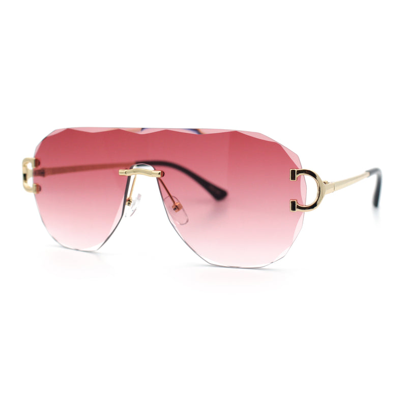 Oversize Luxury Hip Hop Gangster Swagger Rimless Racer Shield Sunglasses