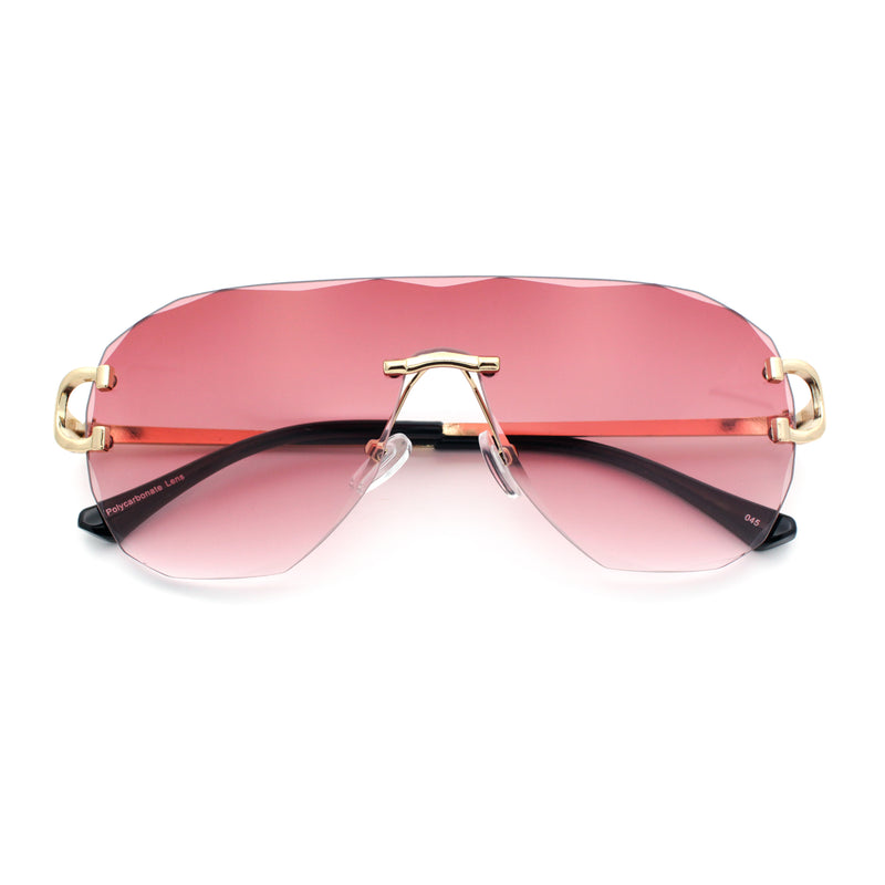 Oversize Luxury Hip Hop Gangster Swagger Rimless Racer Shield Sunglasses
