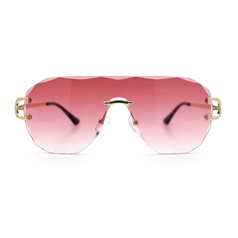 Oversize Luxury Hip Hop Gangster Swagger Rimless Racer Shield Sunglasses