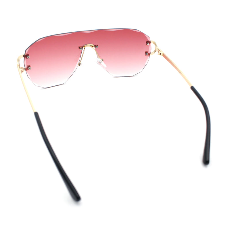 Oversize Luxury Hip Hop Gangster Swagger Rimless Racer Shield Sunglasses