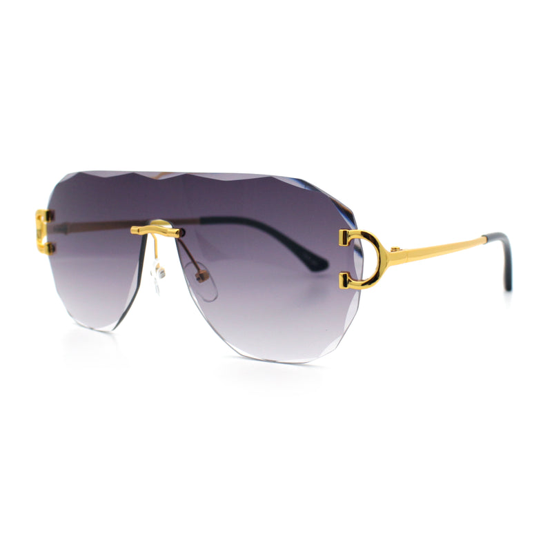 Oversize Luxury Hip Hop Gangster Swagger Rimless Racer Shield Sunglasses