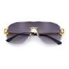 Oversize Luxury Hip Hop Gangster Swagger Rimless Racer Shield Sunglasses