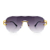 Oversize Luxury Hip Hop Gangster Swagger Rimless Racer Shield Sunglasses