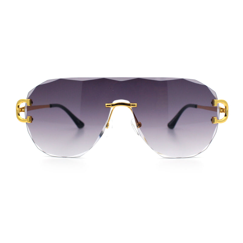 Oversize Luxury Hip Hop Gangster Swagger Rimless Racer Shield Sunglasses