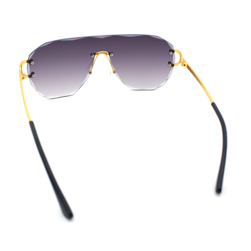 Oversize Luxury Hip Hop Gangster Swagger Rimless Racer Shield Sunglasses