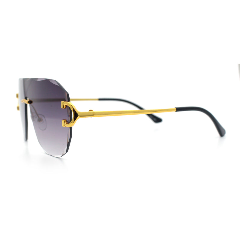 Oversize Luxury Hip Hop Gangster Swagger Rimless Racer Shield Sunglasses
