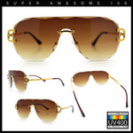 Oversize Luxury Hip Hop Gangster Swagger Rimless Racer Shield Sunglasses