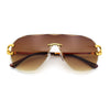 Oversize Luxury Hip Hop Gangster Swagger Rimless Racer Shield Sunglasses