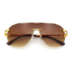Oversize Luxury Hip Hop Gangster Swagger Rimless Racer Shield Sunglasses