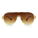 Oversize Luxury Hip Hop Gangster Swagger Rimless Racer Shield Sunglasses