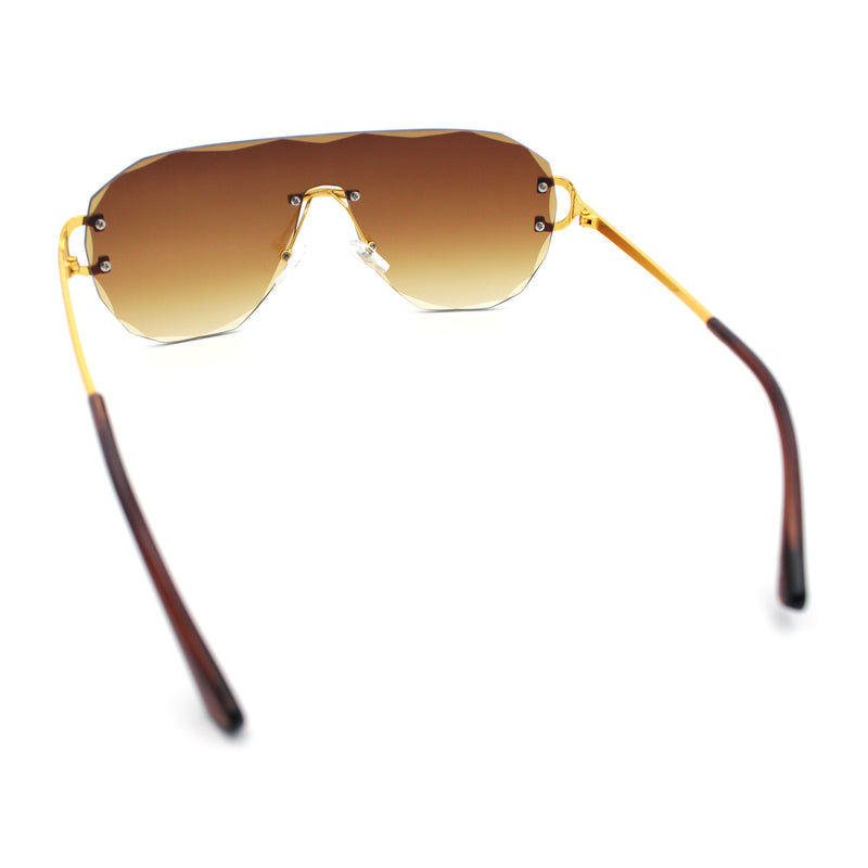 Oversize Luxury Hip Hop Gangster Swagger Rimless Racer Shield Sunglasses