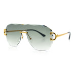 Oversize Luxury Hip Hop Gangster Swagger Rimless Racer Shield Sunglasses