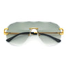 Oversize Luxury Hip Hop Gangster Swagger Rimless Racer Shield Sunglasses
