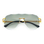 Oversize Luxury Hip Hop Gangster Swagger Rimless Racer Shield Sunglasses