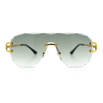 Oversize Luxury Hip Hop Gangster Swagger Rimless Racer Shield Sunglasses