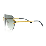 Oversize Luxury Hip Hop Gangster Swagger Rimless Racer Shield Sunglasses
