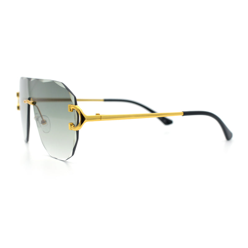 Oversize Luxury Hip Hop Gangster Swagger Rimless Racer Shield Sunglasses