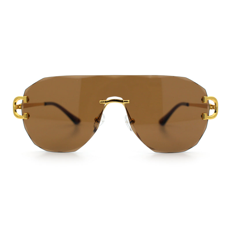 Oversize Luxury Hip Hop Gangster Swagger Rimless Racer Shield Sunglasses