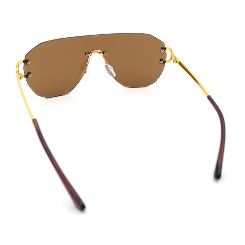 Oversize Luxury Hip Hop Gangster Swagger Rimless Racer Shield Sunglasses