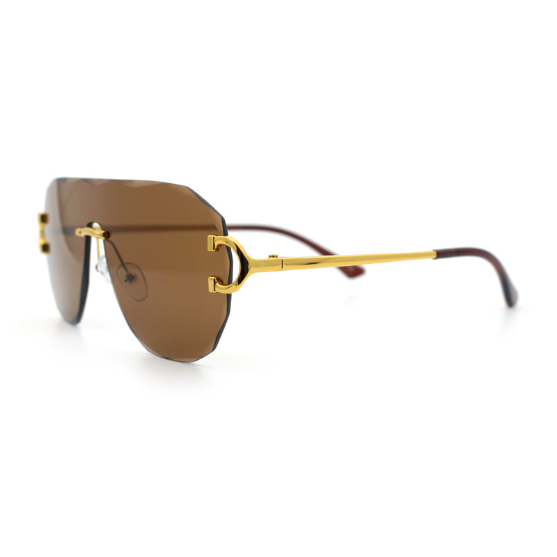 Oversize Luxury Hip Hop Gangster Swagger Rimless Racer Shield Sunglasses