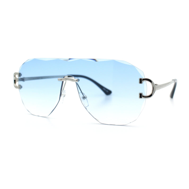Oversize Luxury Hip Hop Gangster Swagger Rimless Racer Shield Sunglasses