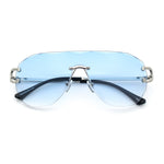 Oversize Luxury Hip Hop Gangster Swagger Rimless Racer Shield Sunglasses