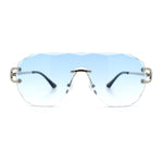 Oversize Luxury Hip Hop Gangster Swagger Rimless Racer Shield Sunglasses