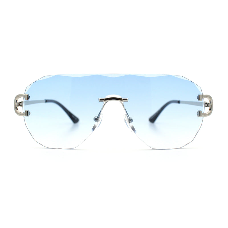 Oversize Luxury Hip Hop Gangster Swagger Rimless Racer Shield Sunglasses