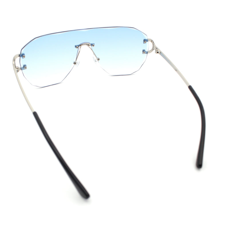 Oversize Luxury Hip Hop Gangster Swagger Rimless Racer Shield Sunglasses