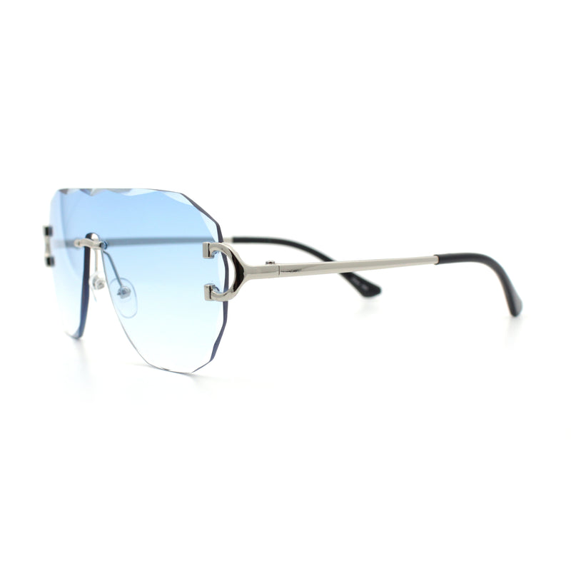 Oversize Luxury Hip Hop Gangster Swagger Rimless Racer Shield Sunglasses