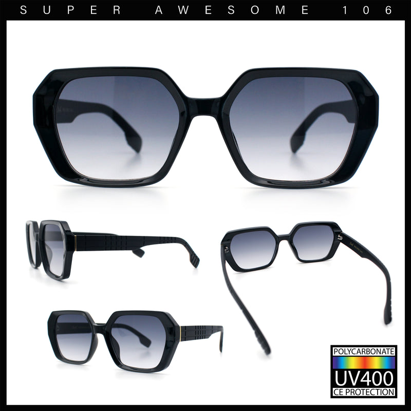 Womens Geometric Octagonal Classy Plastic Designer Fashion Sunglasses