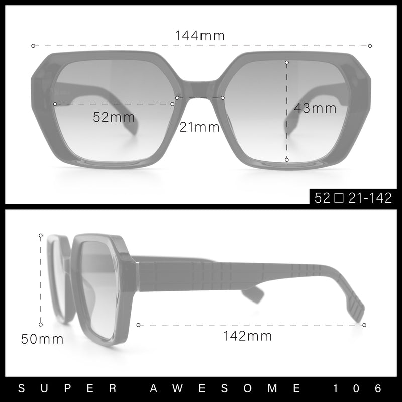 Womens Geometric Octagonal Classy Plastic Designer Fashion Sunglasses