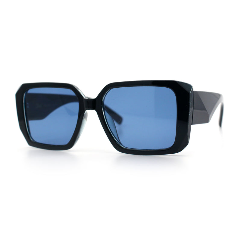 Womens Diamond Bevel Rectangle Classy Plastic Designer Fashion Sunglasses