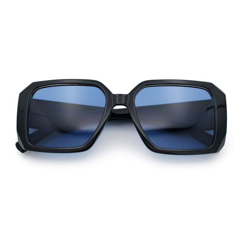 Womens Diamond Bevel Rectangle Classy Plastic Designer Fashion Sunglasses