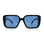 Womens Diamond Bevel Rectangle Classy Plastic Designer Fashion Sunglasses