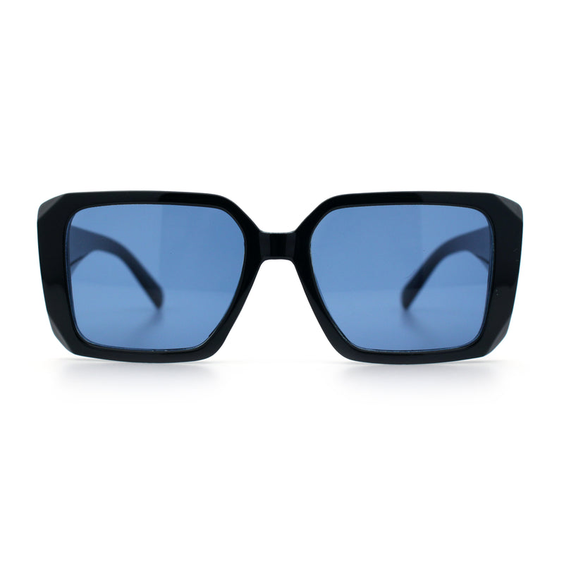 Womens Diamond Bevel Rectangle Classy Plastic Designer Fashion Sunglasses