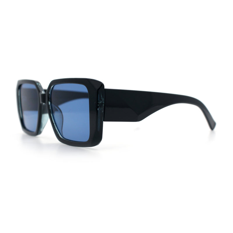 Womens Diamond Bevel Rectangle Classy Plastic Designer Fashion Sunglasses