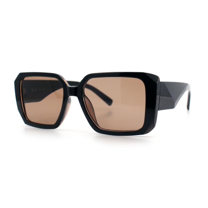 Womens Diamond Bevel Rectangle Classy Plastic Designer Fashion Sunglasses