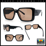 Womens Diamond Bevel Rectangle Classy Plastic Designer Fashion Sunglasses