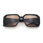 Womens Diamond Bevel Rectangle Classy Plastic Designer Fashion Sunglasses