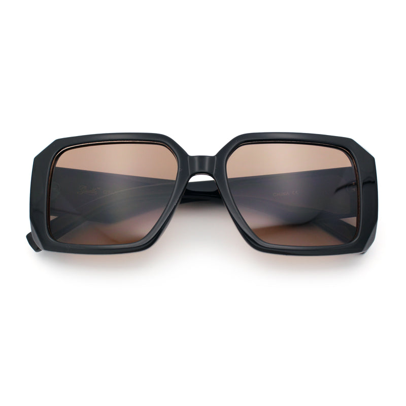Womens Diamond Bevel Rectangle Classy Plastic Designer Fashion Sunglasses