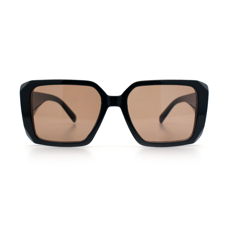 Womens Diamond Bevel Rectangle Classy Plastic Designer Fashion Sunglasses