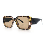 Womens Diamond Bevel Rectangle Classy Plastic Designer Fashion Sunglasses