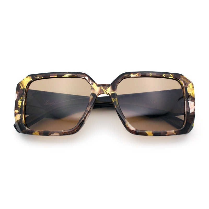 Womens Diamond Bevel Rectangle Classy Plastic Designer Fashion Sunglasses
