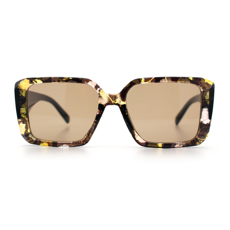 Womens Diamond Bevel Rectangle Classy Plastic Designer Fashion Sunglasses