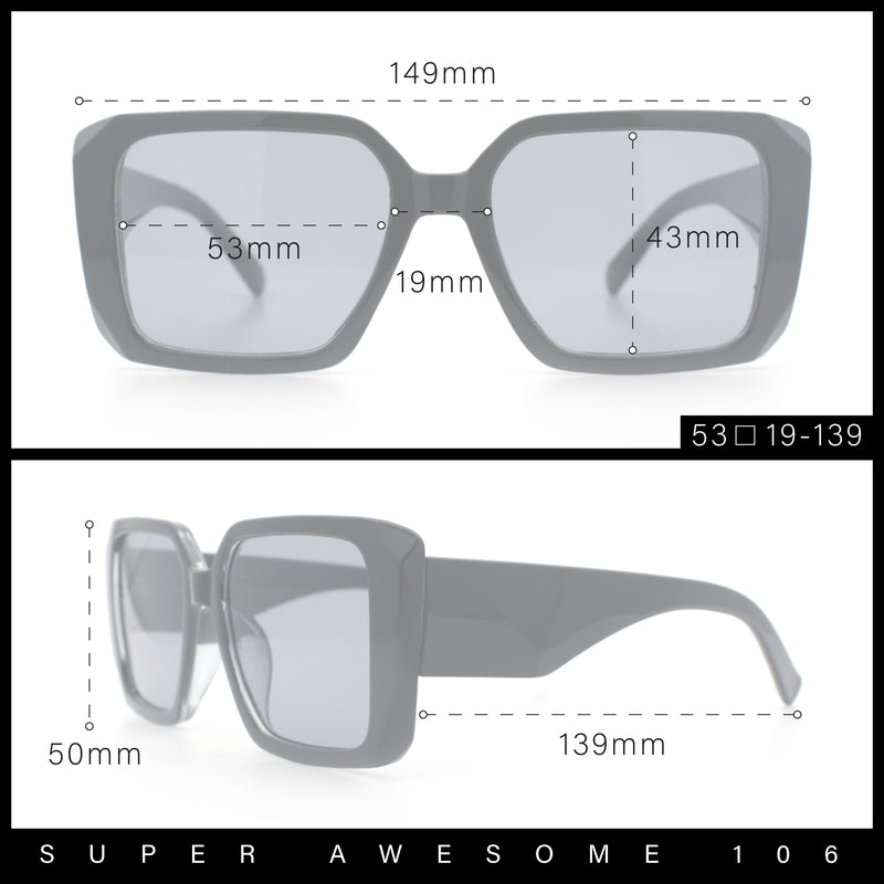 Womens Diamond Bevel Rectangle Classy Plastic Designer Fashion Sunglasses