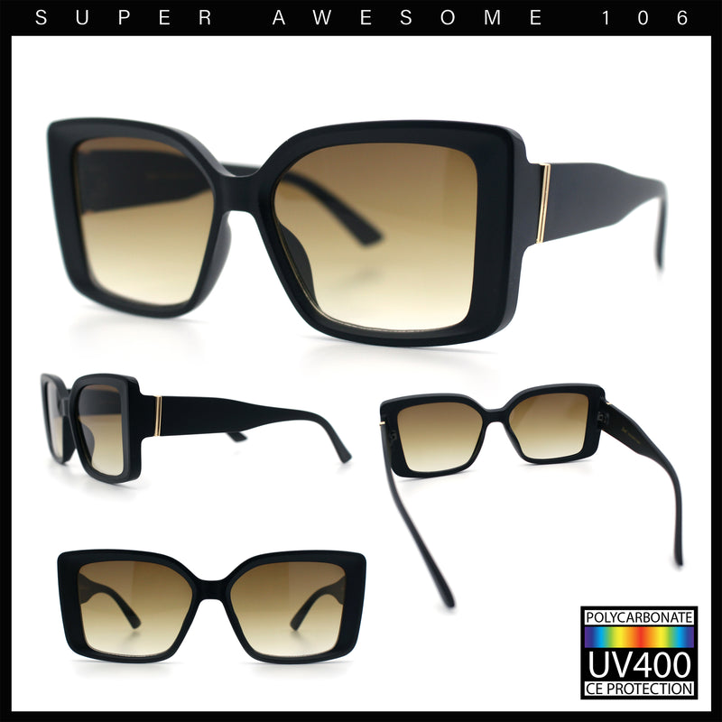 Womens Oversized Squared Beveled Rectangular Classic Butterfly Sunglasses